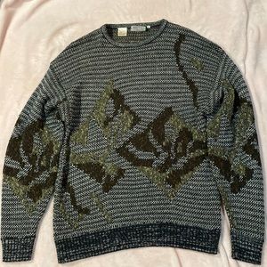 Bugatchi Uomo Black Brown Vintage‎ Knit Wool Blend Sweater Size Large
